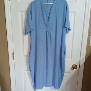 Light Blue V-Neck Shift Coverup
